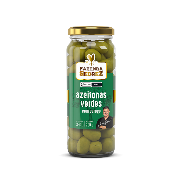 Azeitonas Verdes Com Caroço 330g Fazenda Sedrez